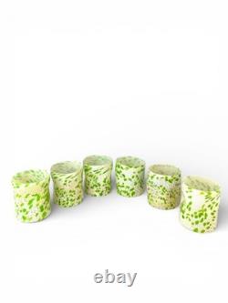Hand blown Murano Goti drinking glasses set 6, Green mix made in Italy Murano