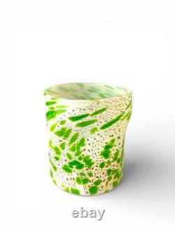 Hand blown Murano Goti drinking glasses set 6, Green mix made in Italy Murano