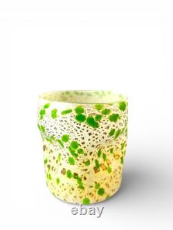 Hand blown Murano Goti drinking glasses set 6, Green mix made in Italy Murano