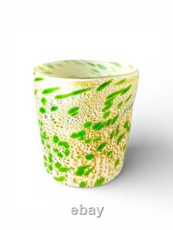 Hand blown Murano Goti drinking glasses set 6, Green mix made in Italy Murano