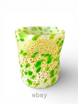 Hand blown Murano Goti drinking glasses set 6, Green mix made in Italy Murano