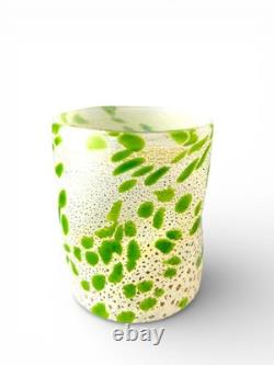 Hand blown Murano Goti drinking glasses set 6, Green mix made in Italy Murano