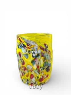 Hand blown Murano Goti drinking glasses set 6, Mix Color made Murano