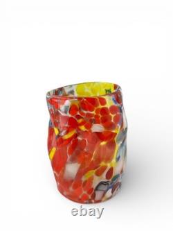 Hand blown Murano Goti drinking glasses set 6, Mix Color made Murano