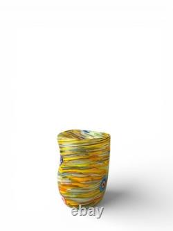 Hand blown Murano Goti drinking glasses set 6, Orange Yellow mix made in Murano