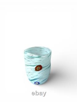 Hand blown Murano Goti drinking glasses set 6, Turquoise Murrine mix made Murano