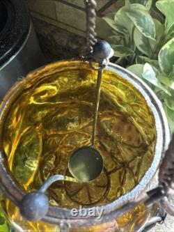 Hand blown Murano Lamp Caged Glass Amber Vintage Lantern