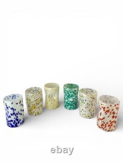 Hand blown Murano drinking glasses set tumblers glass color made in Italy Murano