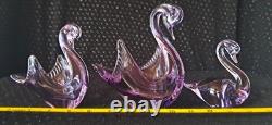 Hand blown Murano glass swans