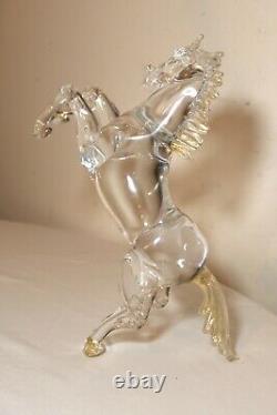 Hand blown PINO SIGNORETTO gold flek horse Italian Murano art glass sculpture
