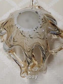 Hand blown Venetian Murano Italian art studio glass bowl Italy gorgeous