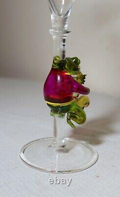 Hand blown Venetian Murano art studio glass frog goblet chalice stemware martini