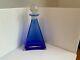 Hand blown cobalt blue glass decanter Sommerso style murano italic 11.5 tall