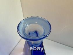 Hand blown cobalt blue glass decanter Sommerso style murano italic 11.5 tall