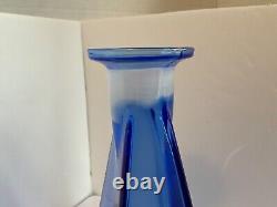 Hand blown cobalt blue glass decanter Sommerso style murano italic 11.5 tall