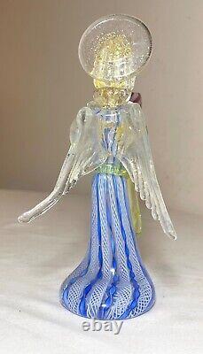 Hand blown vintage Italian Murano studio art Glass angel candle holder statue