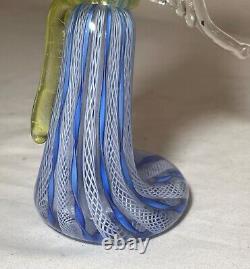 Hand blown vintage Italian Murano studio art Glass angel candle holder statue