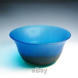 Handblown Italian MURANO Art Glass Bright Blue-Teal-Green Bowl Very Large Bowl