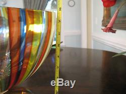 Handblown Multi-Colored Murano Glass Vessel Sink Basin Pedestal & Chrome Faucet