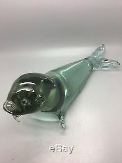 Heavy Collectable Alexandrite Murano Art Glass Walrus Sculpture. Colour Change