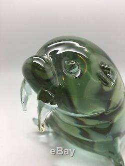 Heavy Collectable Alexandrite Murano Art Glass Walrus Sculpture. Colour Change