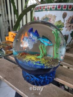 Heavy Like Murano Fish Sea Coral Hand Blown Glass Paperweight