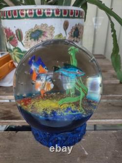 Heavy Like Murano Fish Sea Coral Hand Blown Glass Paperweight