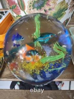 Heavy Like Murano Fish Sea Coral Hand Blown Glass Paperweight