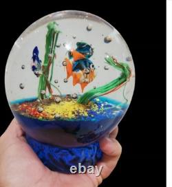 Heavy Like Murano Fish Sea Coral Hand Blown Glass Paperweight