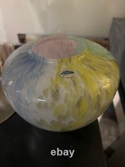 Heavy VTG Murano Striped Millefiori 11 Studio Art Glass Vase Hand Blown Perfect