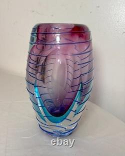 High quality vintage hand blown Italian Murano signed art studio glass vase High quality vintage hand blown Italian Murano signed art studio glass vase