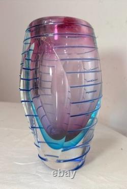High quality vintage hand blown Italian Murano signed art studio glass vase