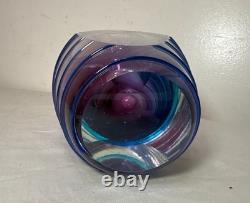 High quality vintage hand blown Italian Murano signed art studio glass vase