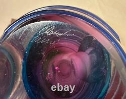 High quality vintage hand blown Italian Murano signed art studio glass vase