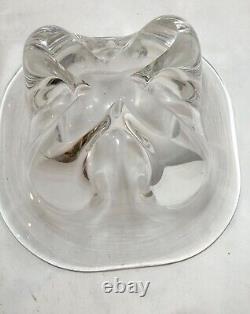 High quality vintage hand blown clear glass Italian centerpiece bowl Murano