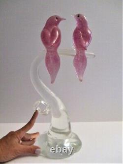 Hollywood Regency Formia Vetri de Murano Art Glass Love Birds Sculpture Italy