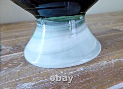 Huge 18.5 MCM Hand Blown Murano Style Honey Gold Glass Centerpiece Bowl Lattimo