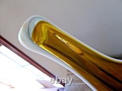 Huge 18.5 MCM Hand Blown Murano Style Honey Gold Glass Centerpiece Bowl Lattimo