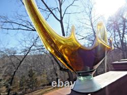 Huge 18.5 MCM Hand Blown Murano Style Honey Gold Glass Centerpiece Bowl Lattimo