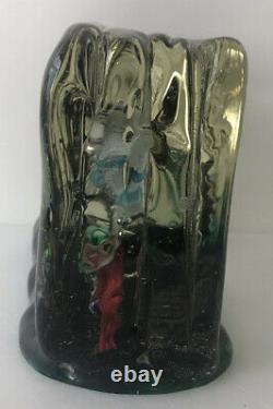 Huge Gino Cenedese Glass Aquarium Block Murano Seahorse Jellyfish 11.1 Pounds