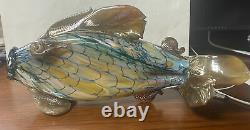 Huge Murano Glass Fish Mystery Artist Singed Sculpture Estate Fresh