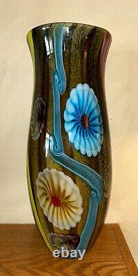 Huge Murano Hand-Blown Millefiori Abstract Glass Vase Italy