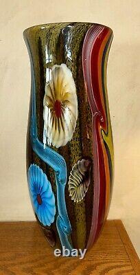 Huge Murano Hand-Blown Millefiori Abstract Glass Vase Italy