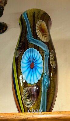 Huge Murano Hand-Blown Millefiori Abstract Glass Vase Italy