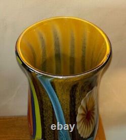 Huge Murano Hand-Blown Millefiori Abstract Glass Vase Italy