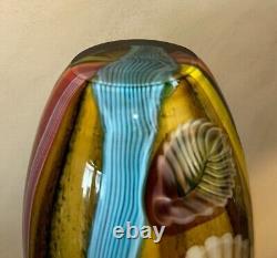 Huge Murano Hand-Blown Millefiori Abstract Glass Vase Italy