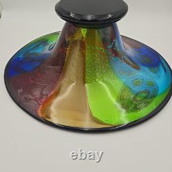 Huge Murano Millefiori Art Glass Bowl Hand Blown Rainbow Silver Fleck 18 Huge Murano Millefiori Art Glass Bowl Hand Blown Rainbow Silver Fleck 18