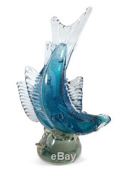 Huge Vintage Murano Italian Art Glass Double Fish Sculpture 23 7/8 Bullicante