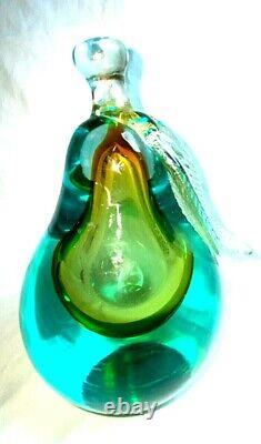 Huge Vintage Salviati Murano Hand Blown Art Glass Fruit Paperweight Pear