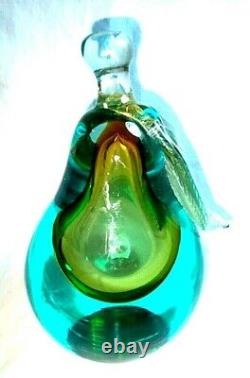 Huge Vintage Salviati Murano Hand Blown Art Glass Fruit Paperweight Pear